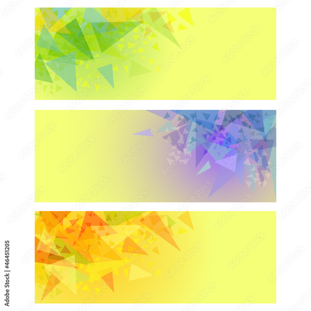Vector abstract yellow banners with triangles