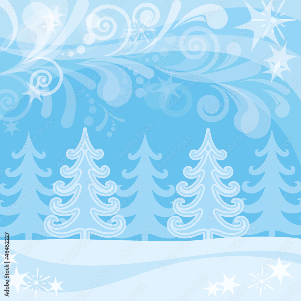 Obraz premium Christmas background, winter forest
