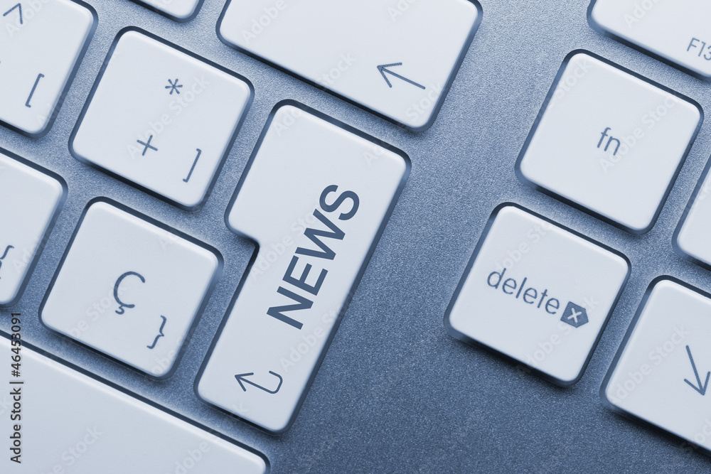 News keyboard key. Blue
