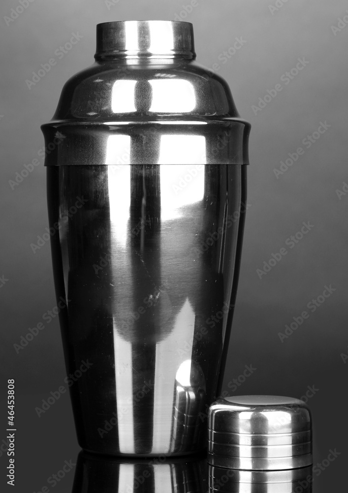 Cocktail shaker on grey background Cocktail shaker on grey background
