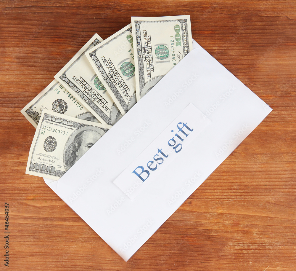 The envelope with the money bills The envelope with the money bills