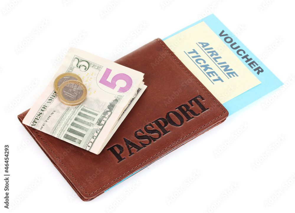 Passport and ticket isolated on white Passport and ticket isolated on white