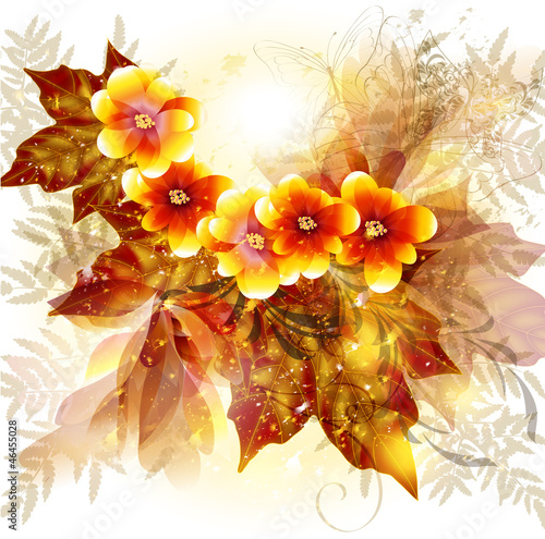 Flower vector background in pastel and bright  colors