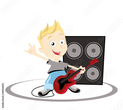 Illustration eines Jungen, der Gitarre spielt