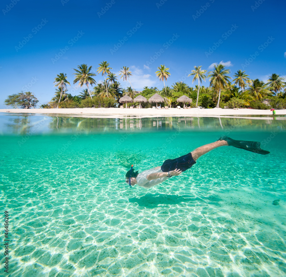 Man swimming underwater