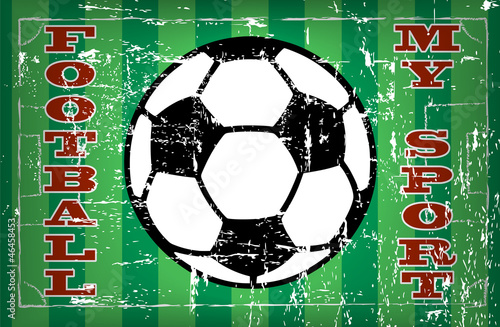 Vintage enamel football / Soccer sign, grungy vector illustratio