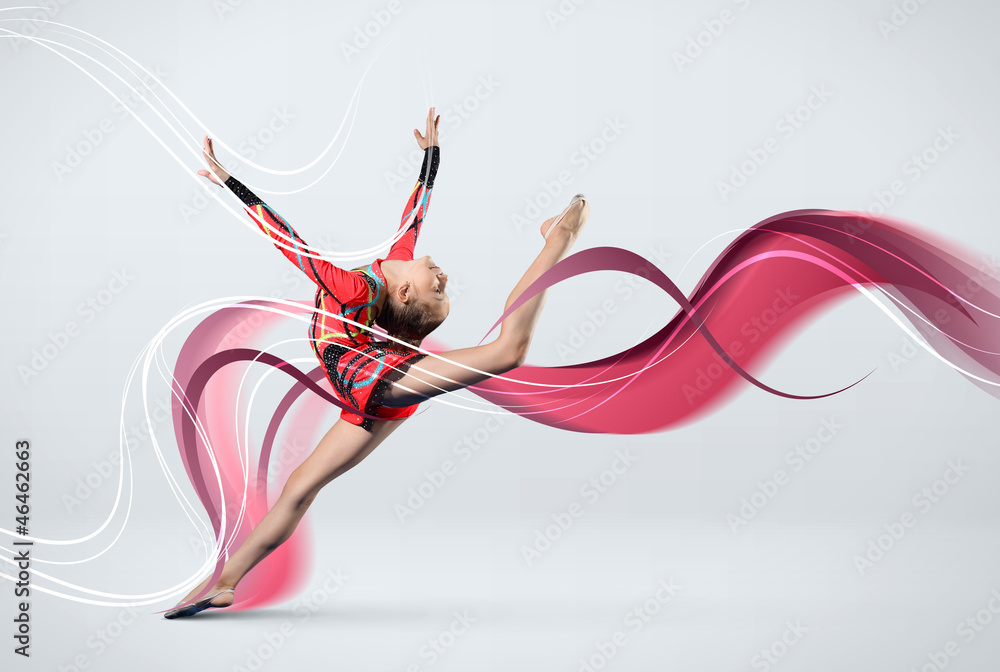 Fototapeta premium Young woman in gymnast suit posing