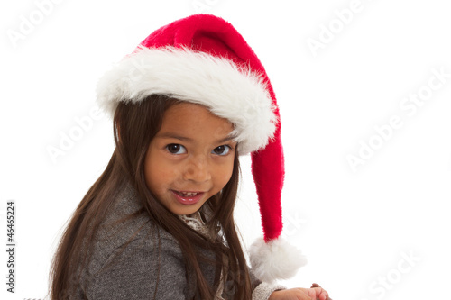 enfant avec bonnet de no  l regarde le p  re no  l