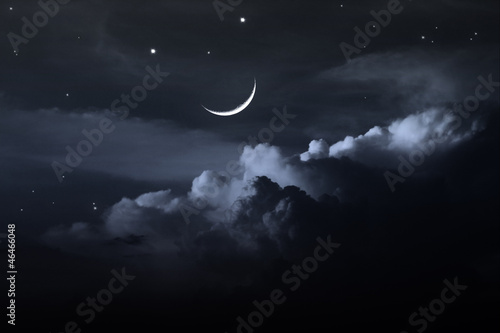 Stampa su tela night sky with moon