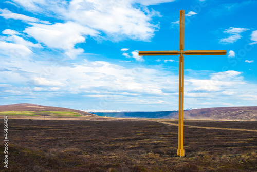 Large cross in rural location, Iceland