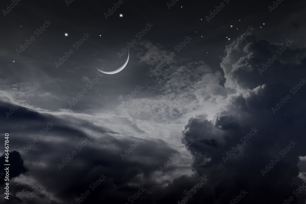 Naklejka premium night sky with moon