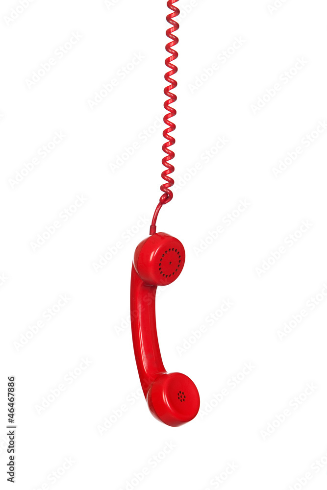 Red telephone cable hanging Stock Photo | Adobe Stock