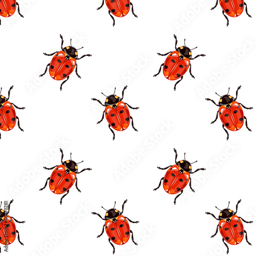 Vector red ladybird seamless pattern