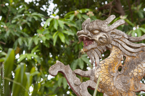 Chinese dragon ornament on a rooftop