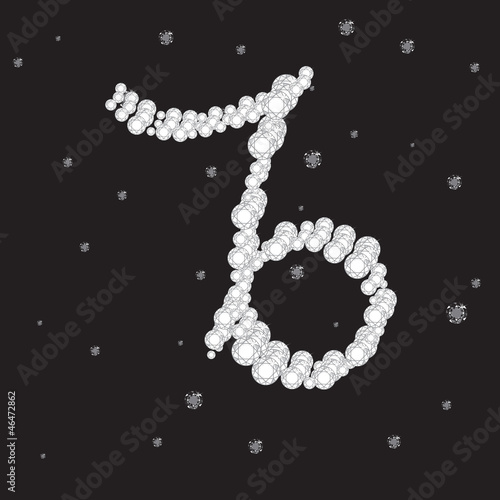 illustration of capricorn zodiac sign from white brilliants