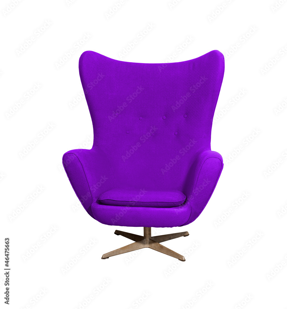 Arm chair color purple isolated on white with clipping path Arm chair color purple isolated on white with clipping path