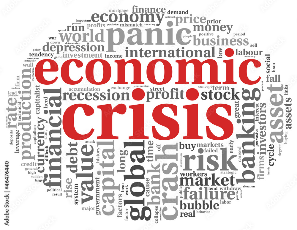 Economic crisis concept on white Economic crisis concept on white