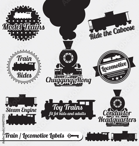 Vector Set: Train and Locomotive Labels and Stickers