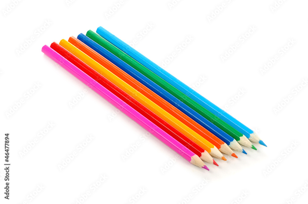 Multicolored Pencils Isolated on White Background Multicolored Pencils Isolated on White Background