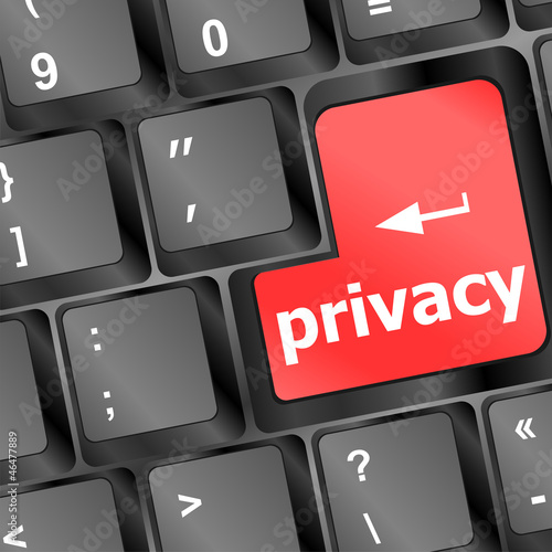 Keyboard with privacy text on keyboard - security concept