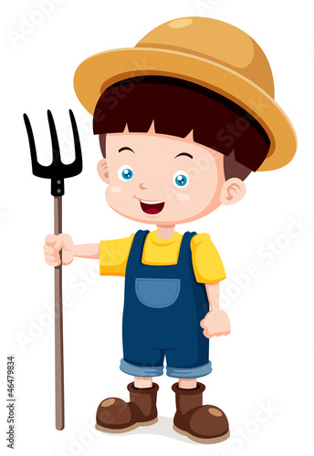illustration of Cartoon young farmer