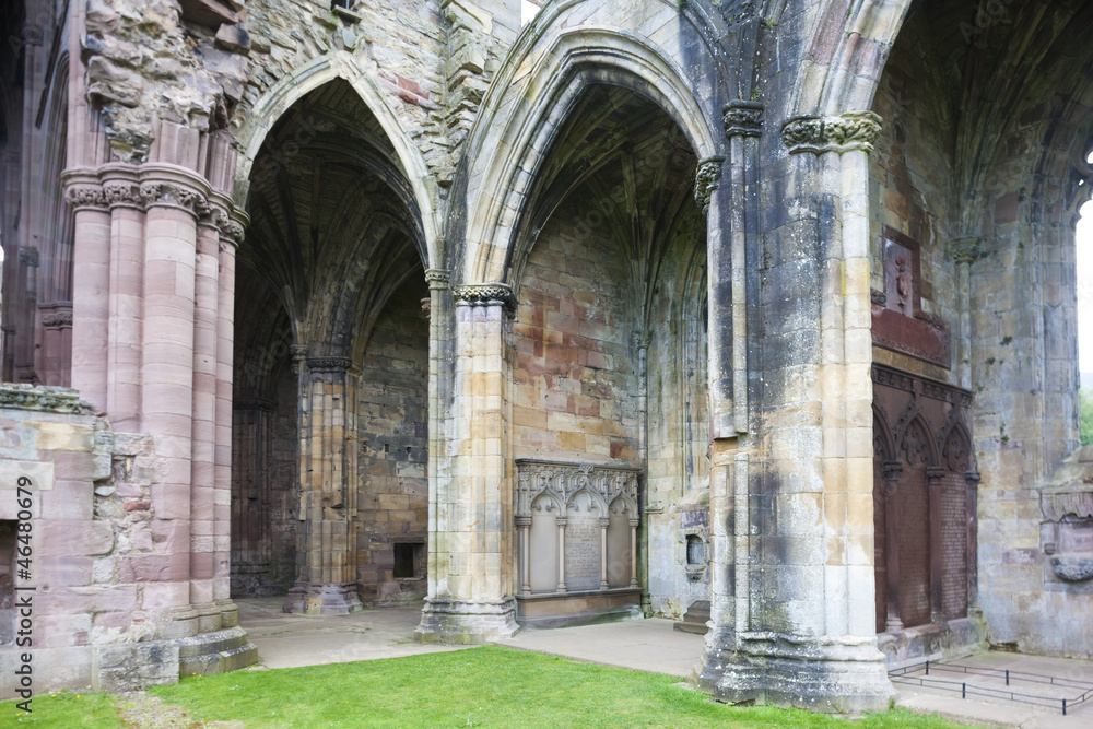 ruins of Melrose Abbey, Scottish Borders, Scotland ruins of Melrose Abbey, Scottish Borders, Scotland