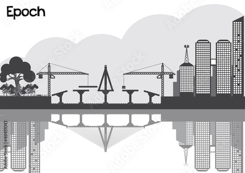vector black cities silhouette urban concept epoch