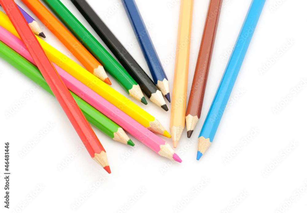 Fototapeta premium Multi Color pencils on white background.