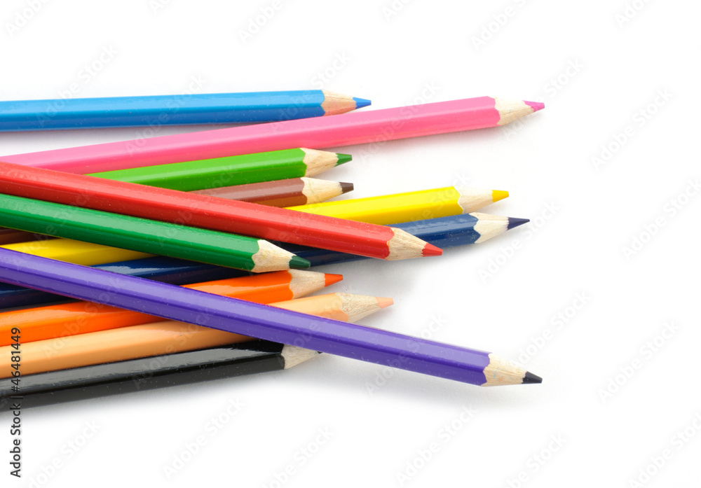 Multi Color pencils on white background. Multi Color pencils on white background.