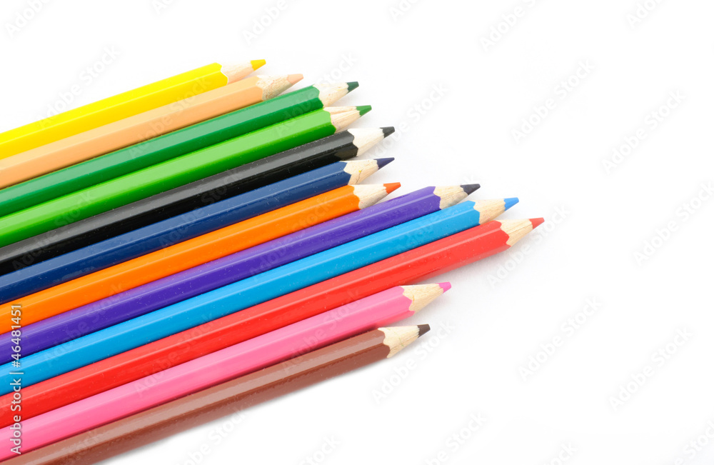 Multi Color pencils on white background. Multi Color pencils on white background.