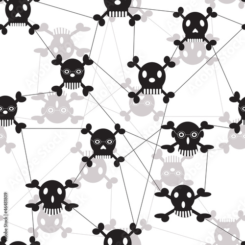 Grid network with funny skulls and crossbones.