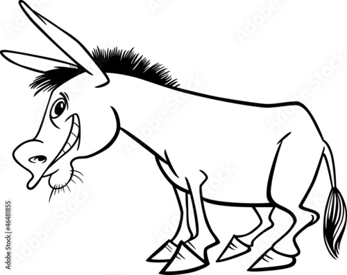 Cartoon donkey for coloring book