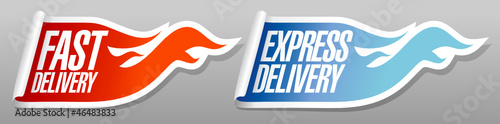 Express delivery stickers set.