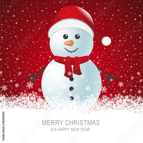 snowman with scarf hat brown snow background