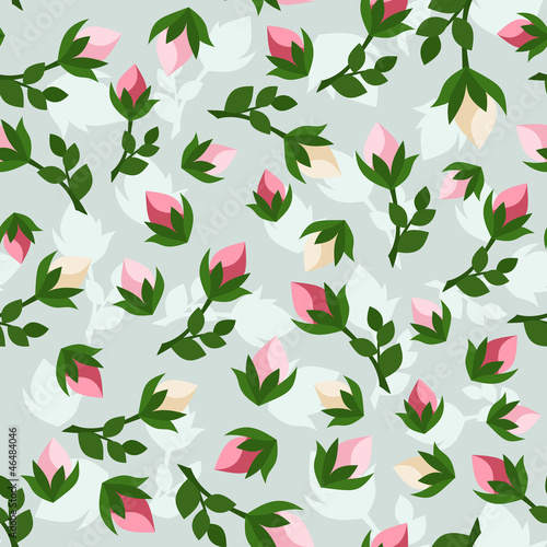 Seamless pattern with rosebuds. Vector illustration.