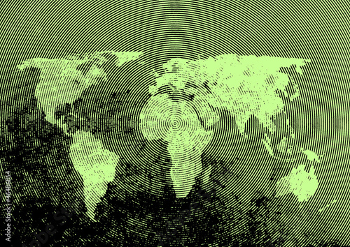 Green grunge world map