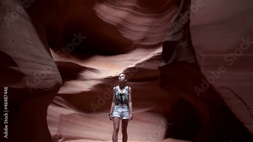 Girl in Antelope Canyon. Arizona, USA.