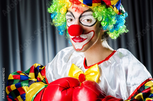 Funny clown in the studio shooting