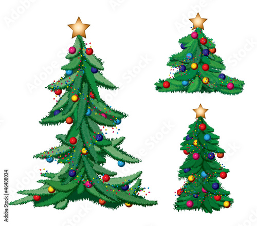 Set of ornate Christmas trees