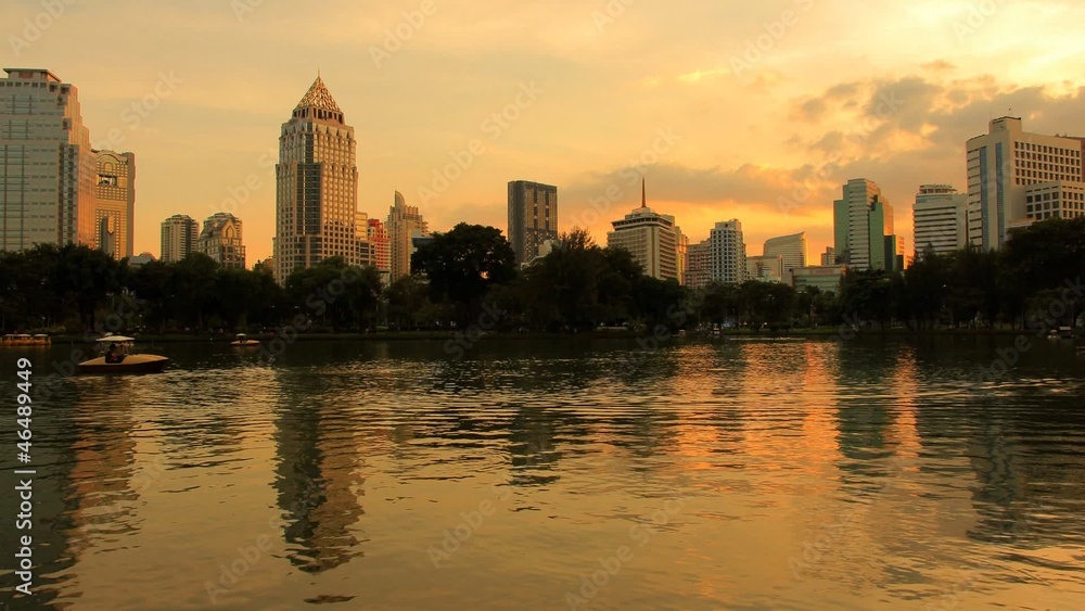 City at evening view of Bangkok from Lumpini Park, Thailand. City at evening view of Bangkok from Lumpini Park, Thailand.
