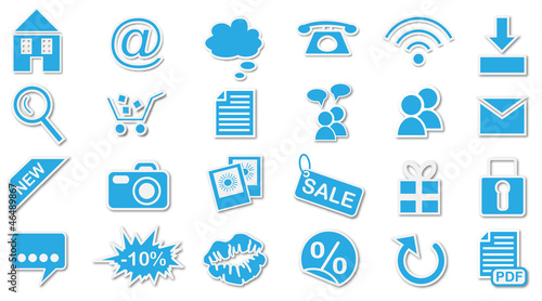 Web icons set ecommerce shop blau isoliert photo