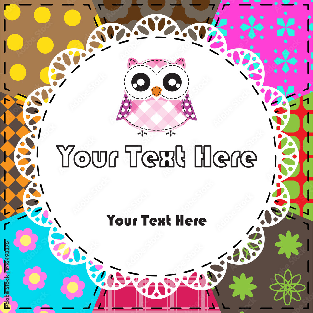 Patchwork background with owl Patchwork background with owl