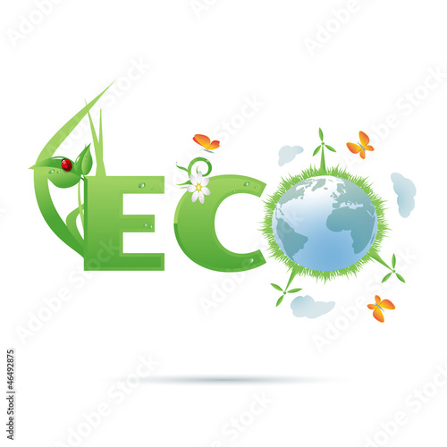 Eco-planet text symbol