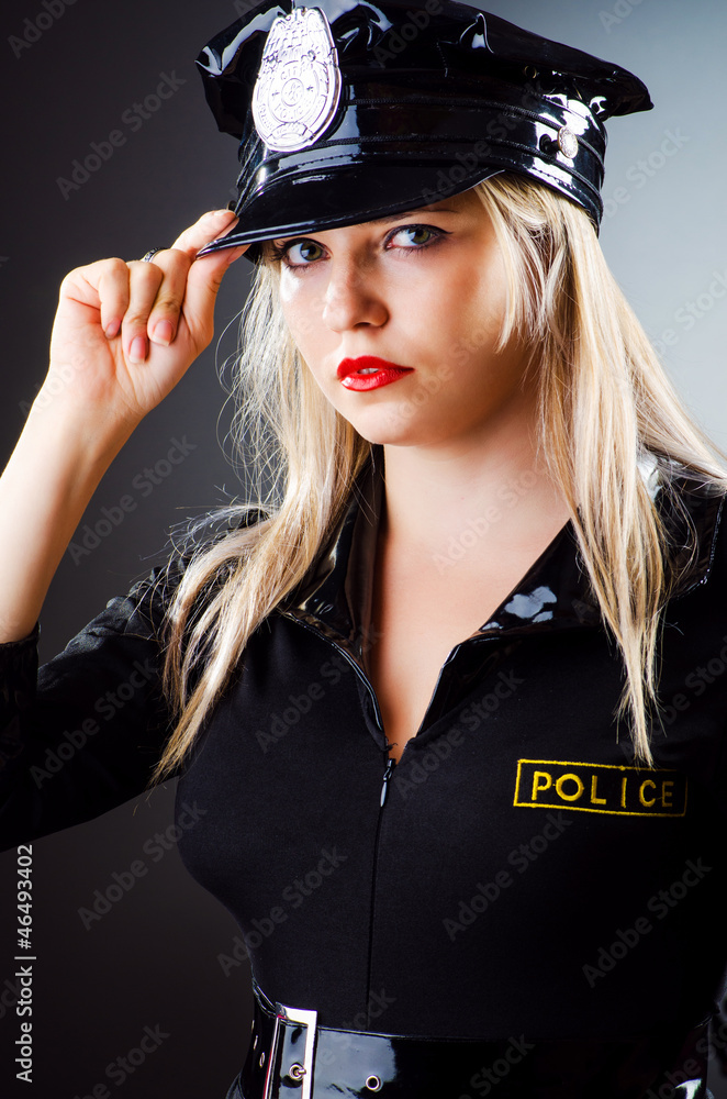 Attractive police office in dark room Attractive police office in dark room