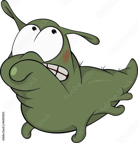 Green worm. Cartoon