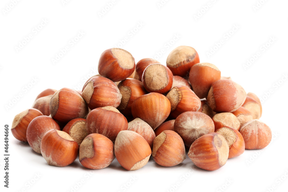 tasty hazelnuts, isolated on white tasty hazelnuts, isolated on white