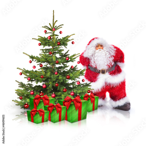 Weihnachtsbaum mit Christbaum und Geschenken