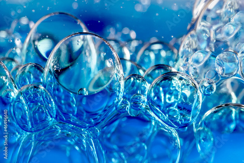 Blue bubbles in clear water