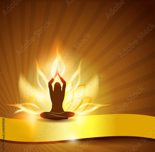 Beautiful lotus flower like fire, woman in yoga pose