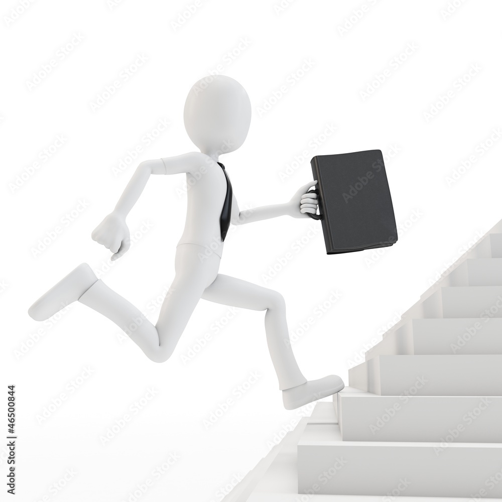3d man running on a stair 3d man running on a stair